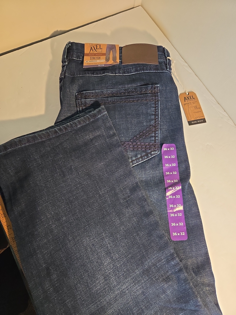 AXEL Men's Bootcut Stretch Jeans - Dark Blue 36x32 New Org.59.00